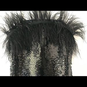 Vince Camuto Feather Detail Sequin Dress